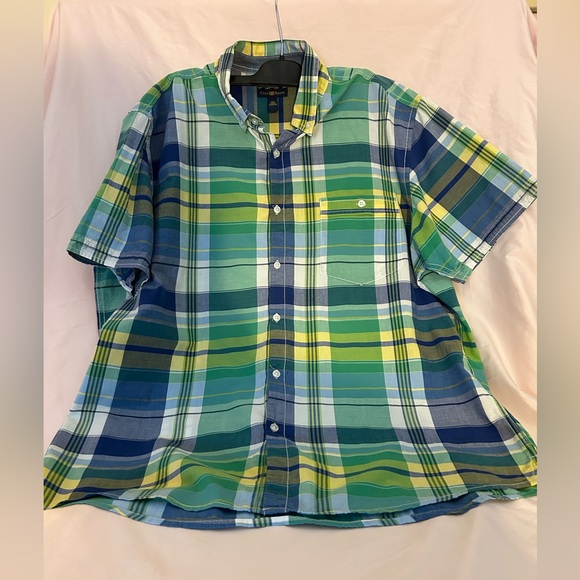 Clubroom men’s plaid shirt, X- large, green blue and white 100% cotton - Picture 6 of 9